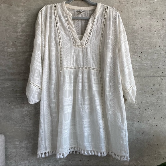 Joie V-Neck Mini Shift Dress Embroidered White Size S - Picture 1 of 6